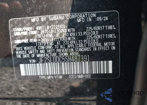 2025 Subaru Forester Premium from USA, damaged, VIN JF2SLDDC5SH487391